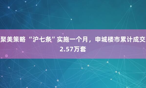 聚美策略 “沪七条”实施一个月，申城楼市累计成交2.57万套